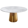 54'' White and Gray Vein Marble Table with Brushed Gold base