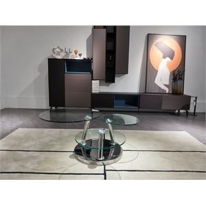 Motion Coffee Table with clear glass  top & chrome base