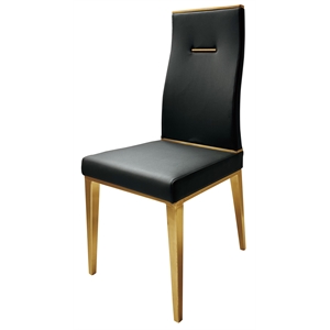 Black Dining Chair with Brushed Gold Stainless Steel legs Set of 4