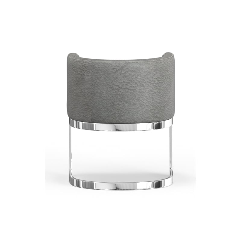 Wingback Dining chair in gray PU seat chrome base