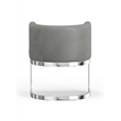 Wingback Dining chair in gray PU seat chrome base