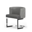 Wingback Dining chair in gray PU seat chrome base