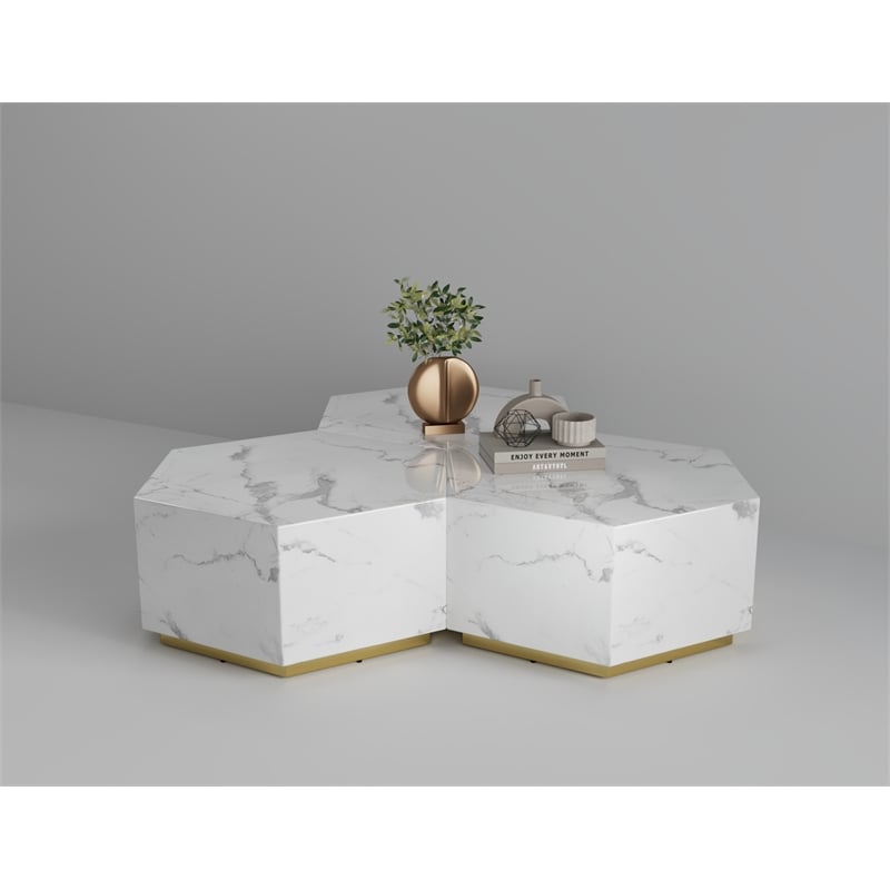 Hexagon MDF Coffee Table in White