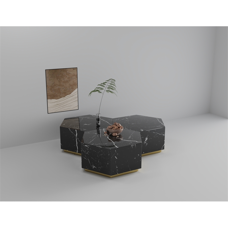 Hexagon MDF Coffee Table in Black