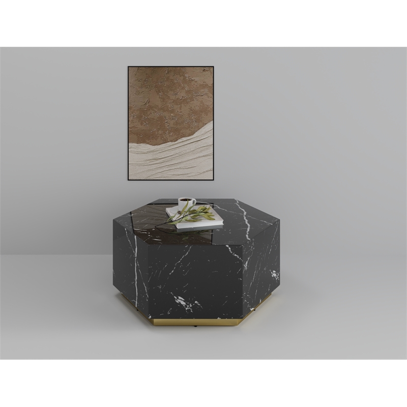 Hexagon MDF Coffee Table in Black