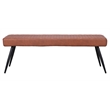 Cognac Upholstered Faux Leather Dining Bench with Black Sanded Metal Legs