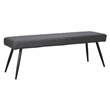 Dark Gray Faux Leather Upholstered Dining Bench with Black Sanded Legs