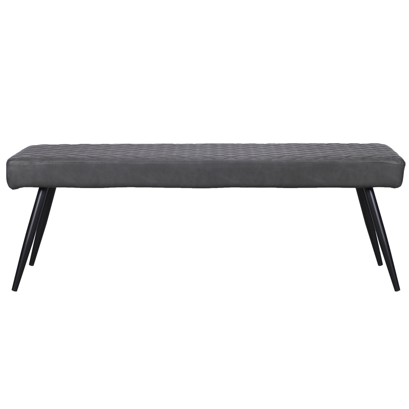 Dark Gray Faux Leather Upholstered Dining Bench with Black Sanded Legs
