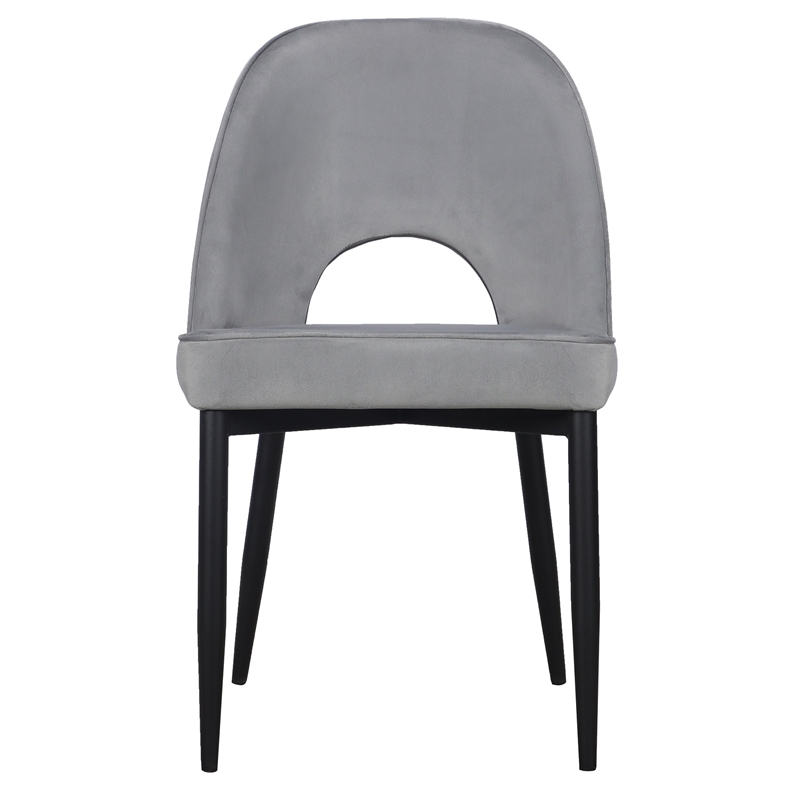Set of 2 Light Gray Velvet Dining Chair with Black Metal legs