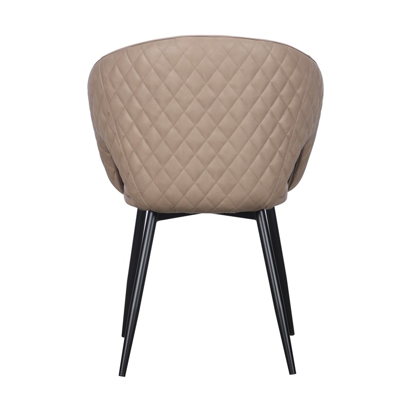Set of 2 Taupe Faux Leather Dining Chair with Black Metal legs