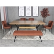 Modern Dining Table with Wood Veneer Top and Black Metal Legs 79