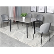 Sintered Stone Gray Dining Table with Black Metal Legs