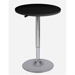 Black Round Wood Bar Table Adjustable Height 34-44 in