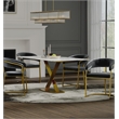 Dining Table with White Slate Marble Top and Matte Gold Base