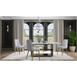 Set of 2 Dining Chair with White Faux Leather Seat and Matte Gold Legs