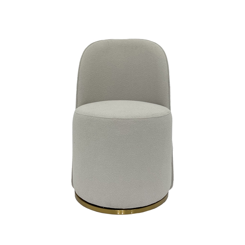 Set of 2 Cream Color Boucle Fabric Swivel Dining Chair