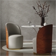 Set of 2 Cream and Brown Color Boucle Fabric Swivel Dining Chair