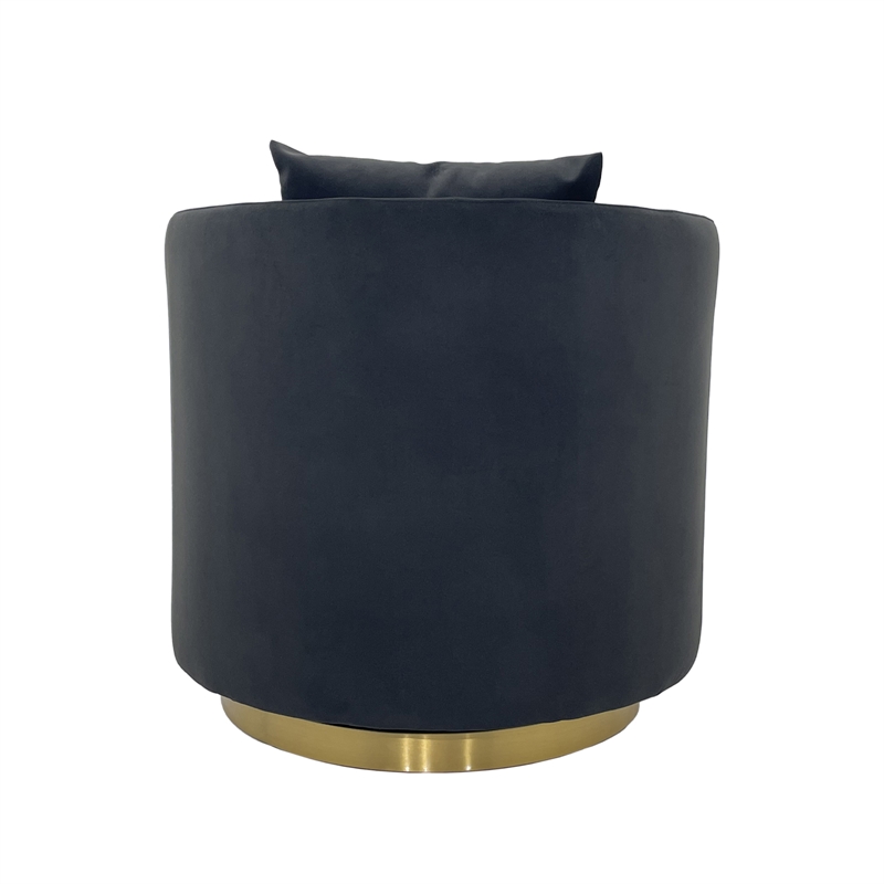 Swivel Accent Chair with Black Fabric Cushion and Matte Gold Frame