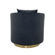Swivel Accent Chair with Black Fabric Cushion and Matte Gold Frame