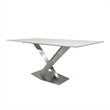 Dining Table with White Slate Marble Top and Matte Silver Base