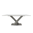 Dining Table with White Slate Marble Top and Matte Silver Base