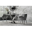 Dining Table with White Slate Marble Top and Matte Silver Base