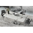 Dining Table with White Slate Marble Top and Matte Silver Base