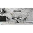 Dining Table with White Slate Marble Top and Matte Silver Base
