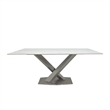 Dining Table with White Slate Marble Top and Matte Silver Base