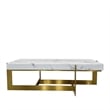 Rectangular Coffee Table with White Marble Top and Matte Gold Base