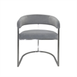 Dining Chair with Light Gray Velvet Cushion and Matte Silver Legs