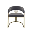 Dining Chair with Dark Gray Velvet Cushion and Matte Gold Legs