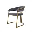Dining Chair with Dark Gray Velvet Cushion and Matte Gold Legs