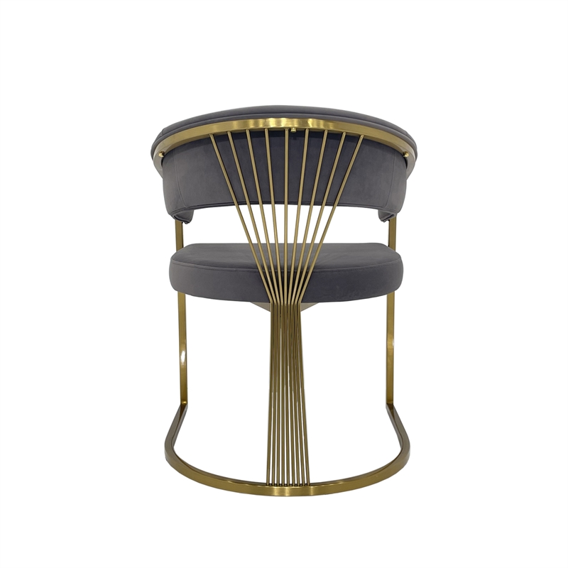 Dining Chair with Dark Gray Velvet Cushion and Matte Gold Legs