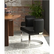 WingBack Dining Chair in Black PU and Chrome Base