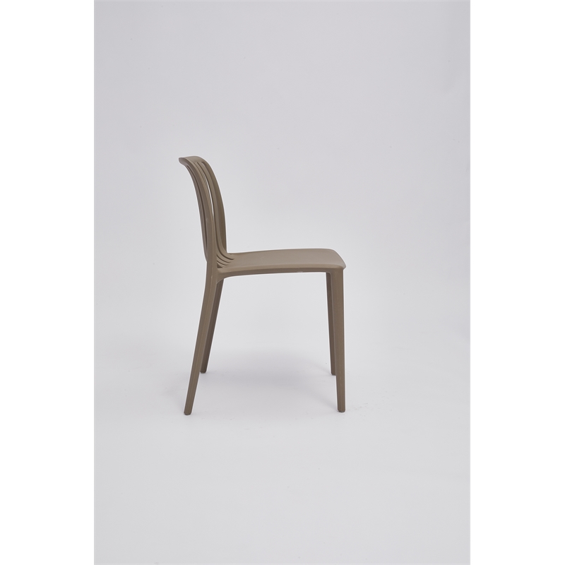Set of 4 Coffee Brown Stackable Polypropylene Side Chair