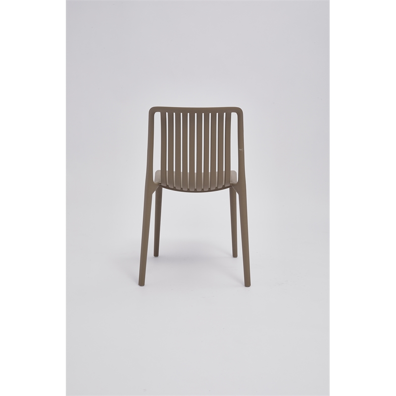 Set of 4 Coffee Brown Stackable Polypropylene Side Chair