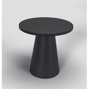 24&quot Round Black Willow Wood Veneer End Table