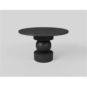 48&quot Round Black Willow Wood Veneer Dining Table