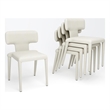 Set of 4 T-Shaped Stackable Chair in Oatmeal PU Leather with Iron Frame