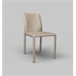 Set of 2 Stackable Taupe PU Leather Side Chair with Iron Frame