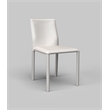 Set of 2 Stackable White PU Leather Side Chair with Iron Frame