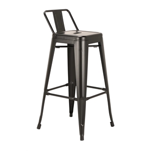Set of 4 Black Metal Barstool 26&quot Seat Height with Backrest