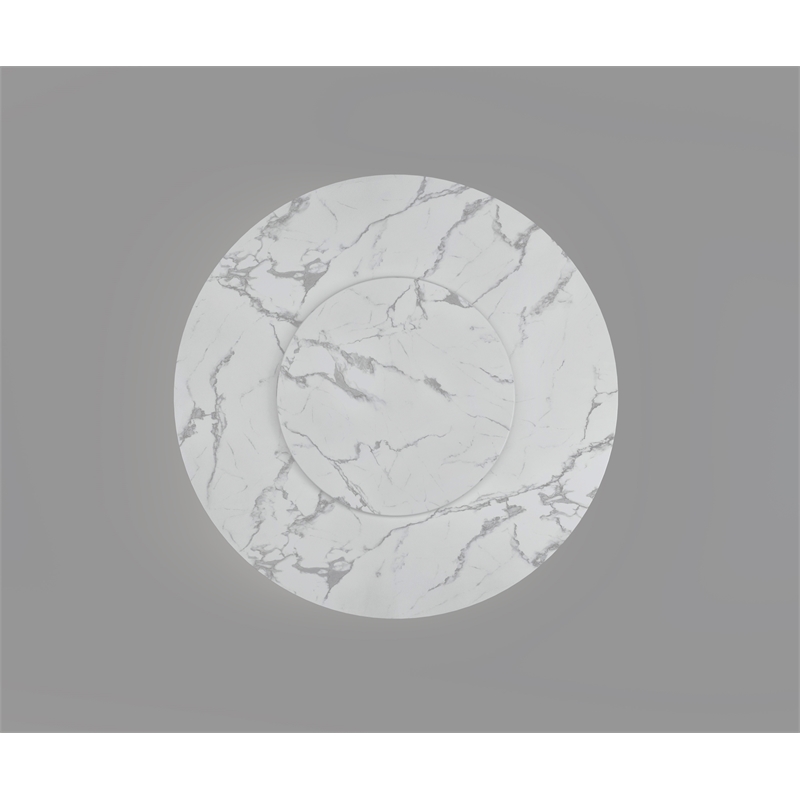 60'' Round Marble Dining Table Pedestal Base with Dark Gray Veins