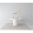 60'' Round Marble Dining Table Pedestal Base with Dark Gray Veins
