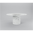 60'' Round Marble Dining Table Pedestal Base with Dark Gray Veins