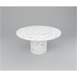 60'' Round Marble Dining Table Pedestal Base with Dark Gray Veins