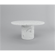60'' Round Marble Dining Table Pedestal Base with Dark Gray Veins