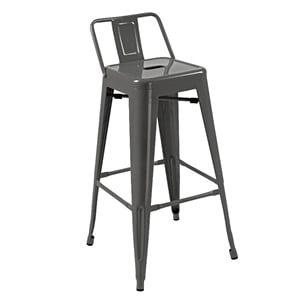 Set of 4 Stackable Metal Barstool with Backrest Counter Height 26&quot
