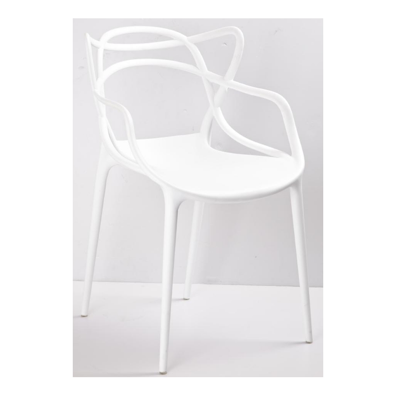 Set of 4 White Stackable Polypropylene Arm Chair